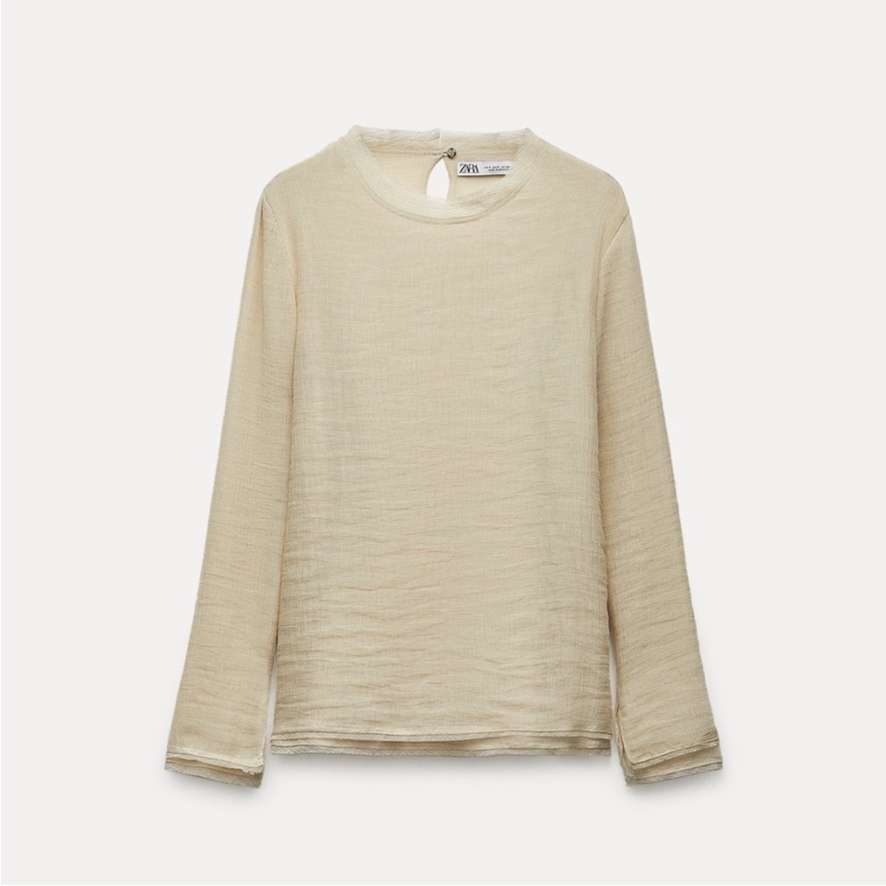 NWOT Zara Cream Double Layered Crew Neck